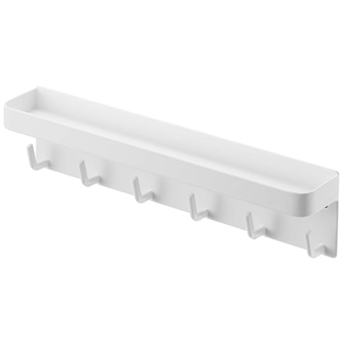 Yamazaki Magnetic Key Hook & Tray, White, Approx. W24.5 X D4.5 X H6cm, Smart, for Entryway, Keys, and Small Item Storage, Product Number 2754
