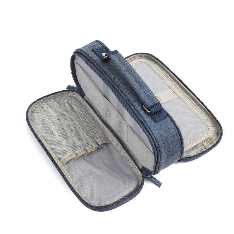 Five-layer large-capacity canvas pencil case junior and high school simple multifunctional pencil case portable stationery storage bag