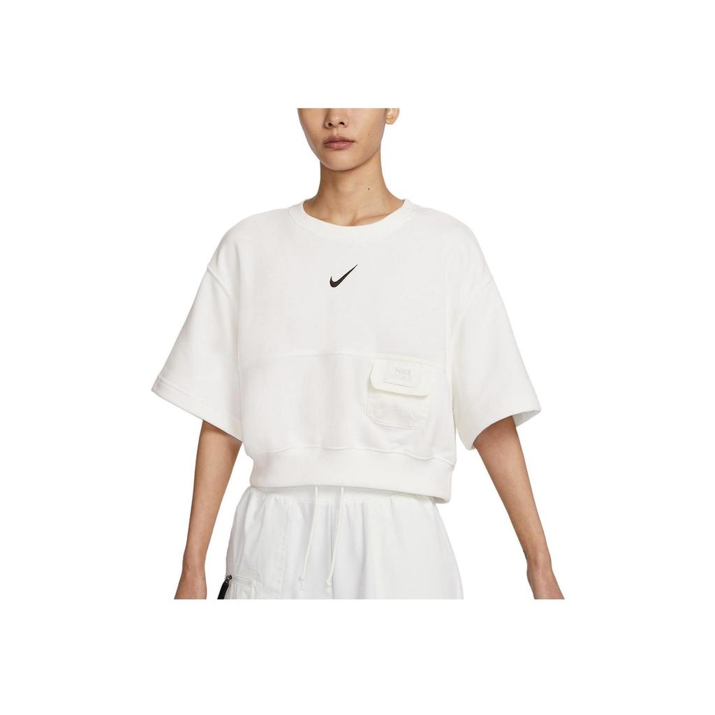 Nike Sportswear City Utility Women's French Terry Short-Sleeve Top Sail Black DV8039-133