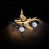 Exquisite Hummingbird Pearl Black Gold Ring Ladies Ring Party Jewelry Engagement Gift Bird Magpie Women's for Ring