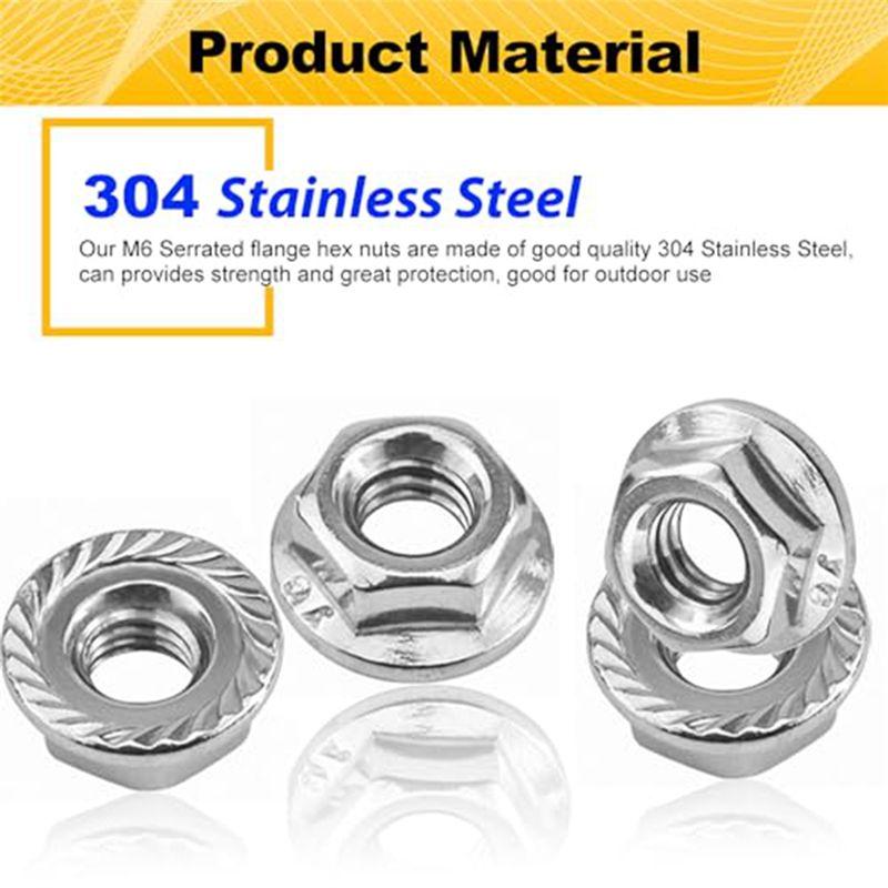 A20F-Serrated Flange Hex Nuts Hexagon Flange Nuts, Locknuts Replacement Nut For DIY Home Mechanism