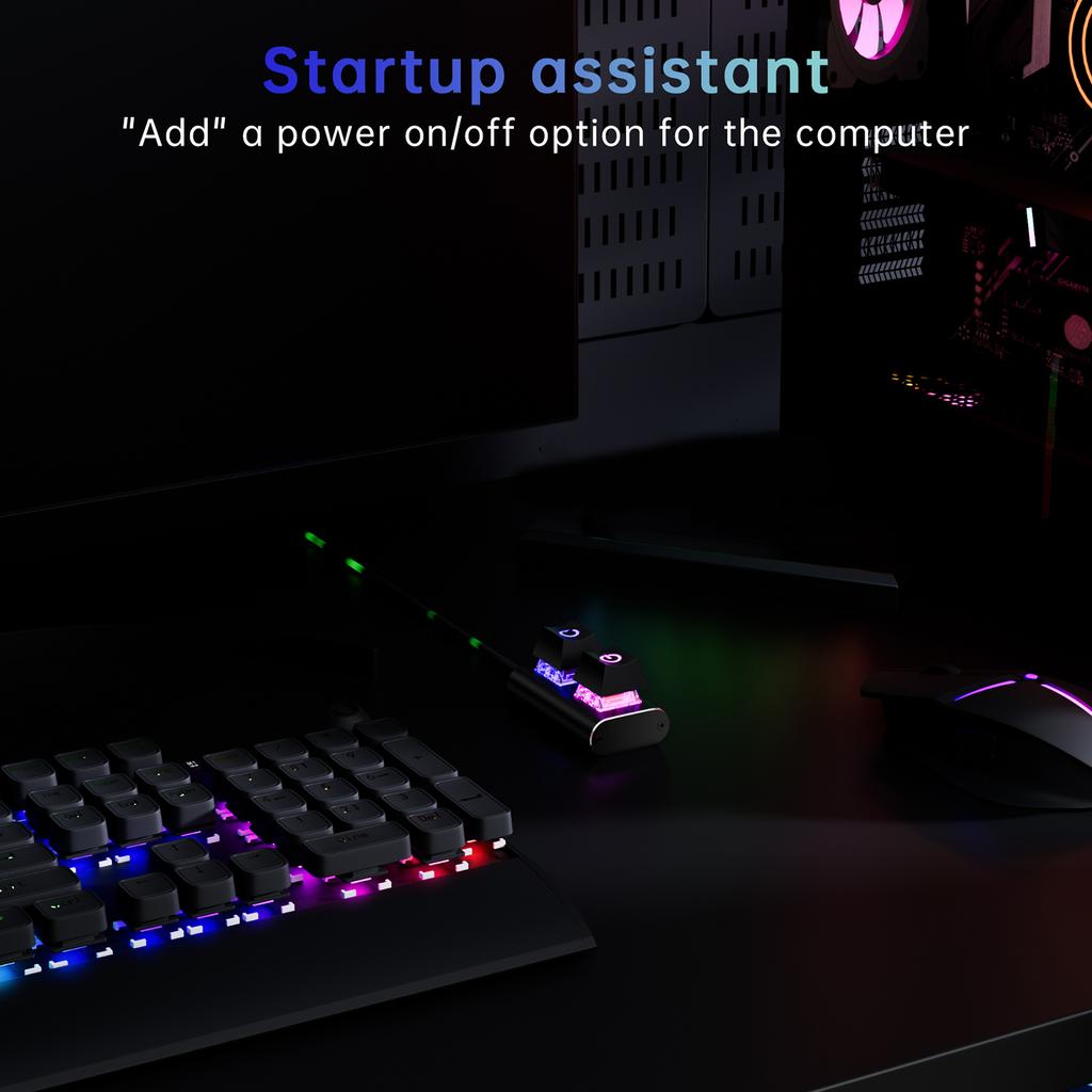 2m Desktop Power Switch External Start Computer Switch with LED Light PC Motherboard External Start Power Switch for Motherboard