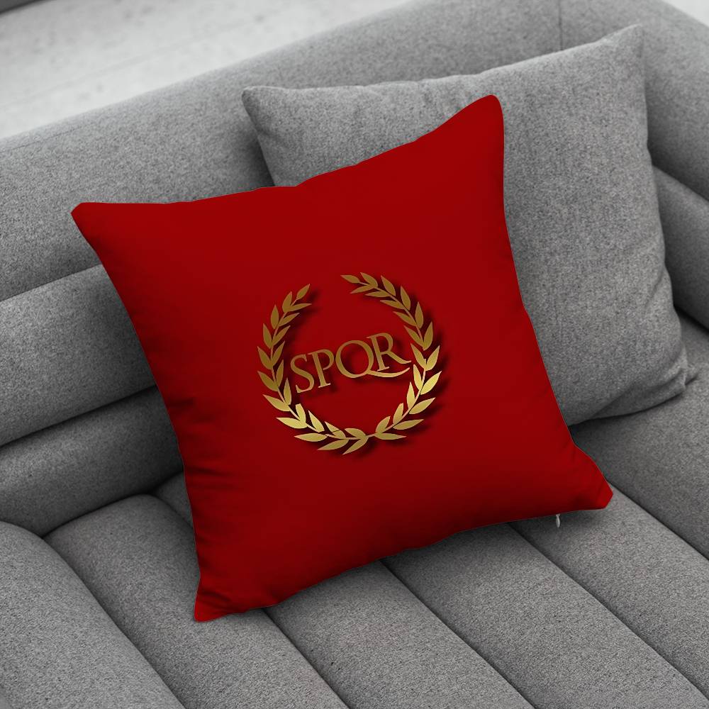 Retro Spqr Roman Empire Pillow Case Antidustmite Pillowcase Invisible Zipper Silky Short Plush Sofa Cushion Cover