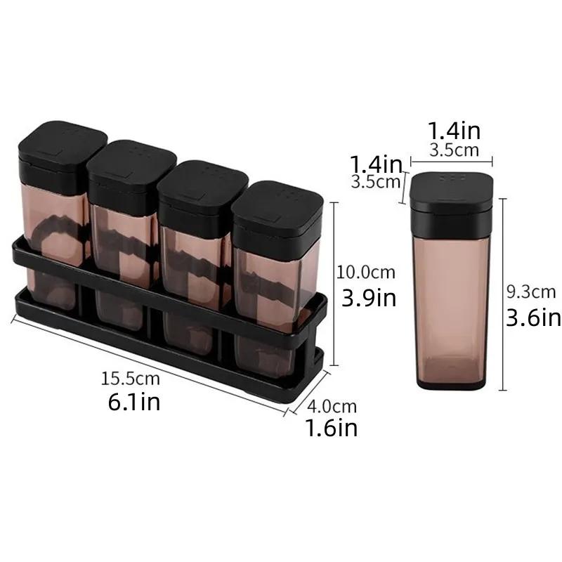 Spice Organizer Set 4-in-1 - Stackable Kitchen Bottles, Airtight Lids for Salt Pepper Baking,Countertop Space Saver Jars
