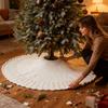 36/48 Inch White Traditional Christmas Tree Skirt Christmas Cotton Knitted Fan-shaped Tree Skirt Christmas Tree Apron Base Cover