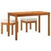 VidaXL Ensemble à manger de jardin 3 pcs et coussins Acacia solide, ensemble à dîner d'extérieur, meubles de jardin, meubles 319721
