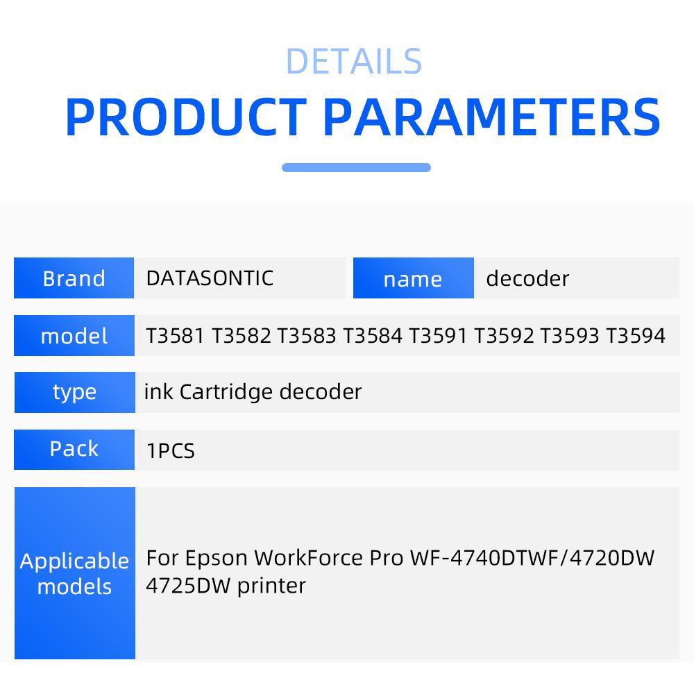 T3581/T3584 Chip reset T3591/T3594 decodificador de cartucho de tinta para impressora Epson WorkForce Pro WF-4740DTWF WF-4720DW WF-4725DW