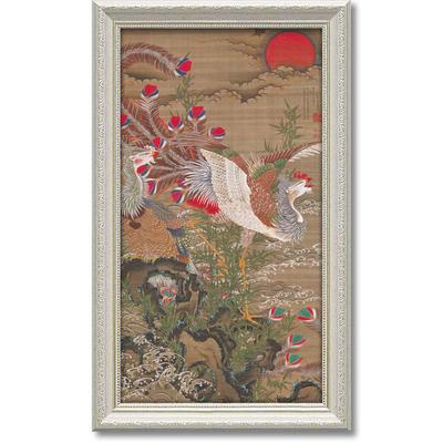 YouPower Ito Jakuchu Gel-verarbeiteter Kunstrahmen „Aufgehende Sonne und Phönix“ JI-07503