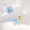 Enamel Flower Earrings for Women, Cubic Zirconia Studs Blossom Plumeria Earrings, Stainless Steel Floral Ear Jewelry