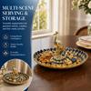 Golden Blue Color Serving Tray Metal Material Snack Serving Plate  Buffet Bar Table Decor