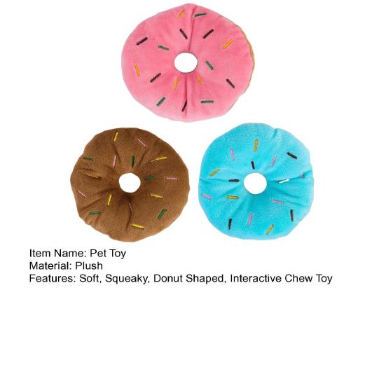 Plyšová kobliha Hračka pro psa Pískací Interaktivní žvýkací hračka pro psa Plněná kobliha Měkká hračka pro štěňata na prořezávání zubů pro kočky a psy Vnitřní hraní Žvýkací instinkt