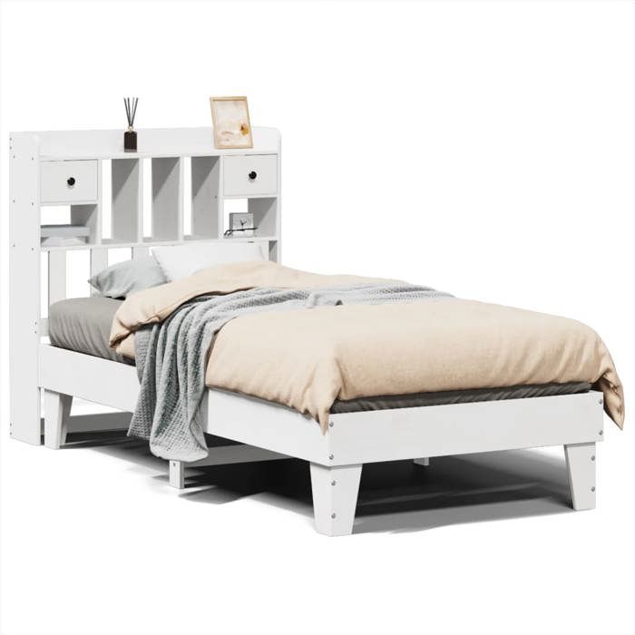 VidaXL Bed Frames Without Mattress White 75x190 Cm Solid Pine Wood, Bedroom Furniture, Slatted Base, Wooden Bed, Bed, 3308868