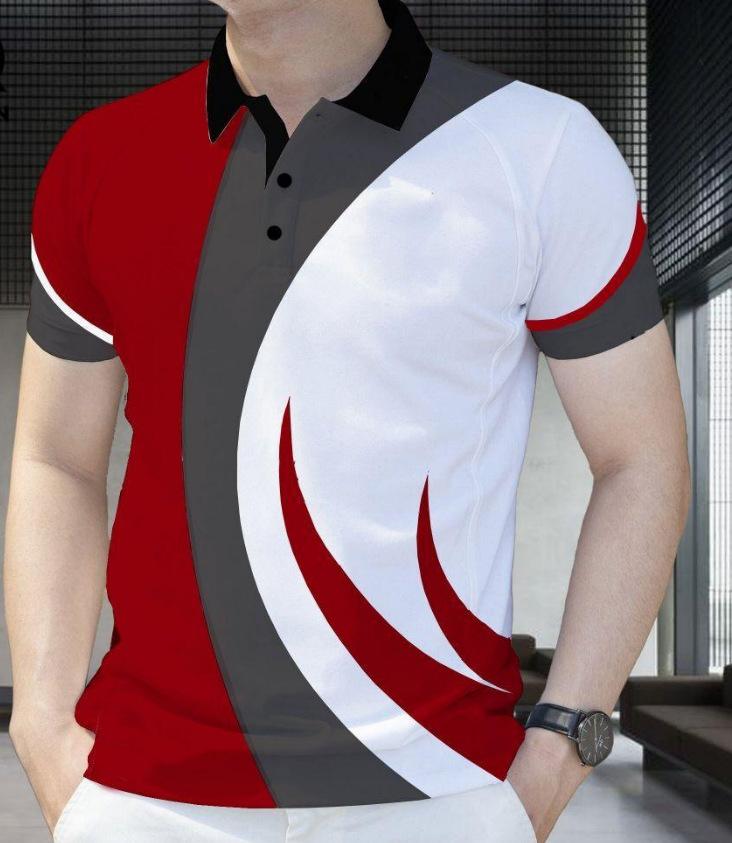 Sleek short-sleeve polo shirt, trendy design for casual daily wear.