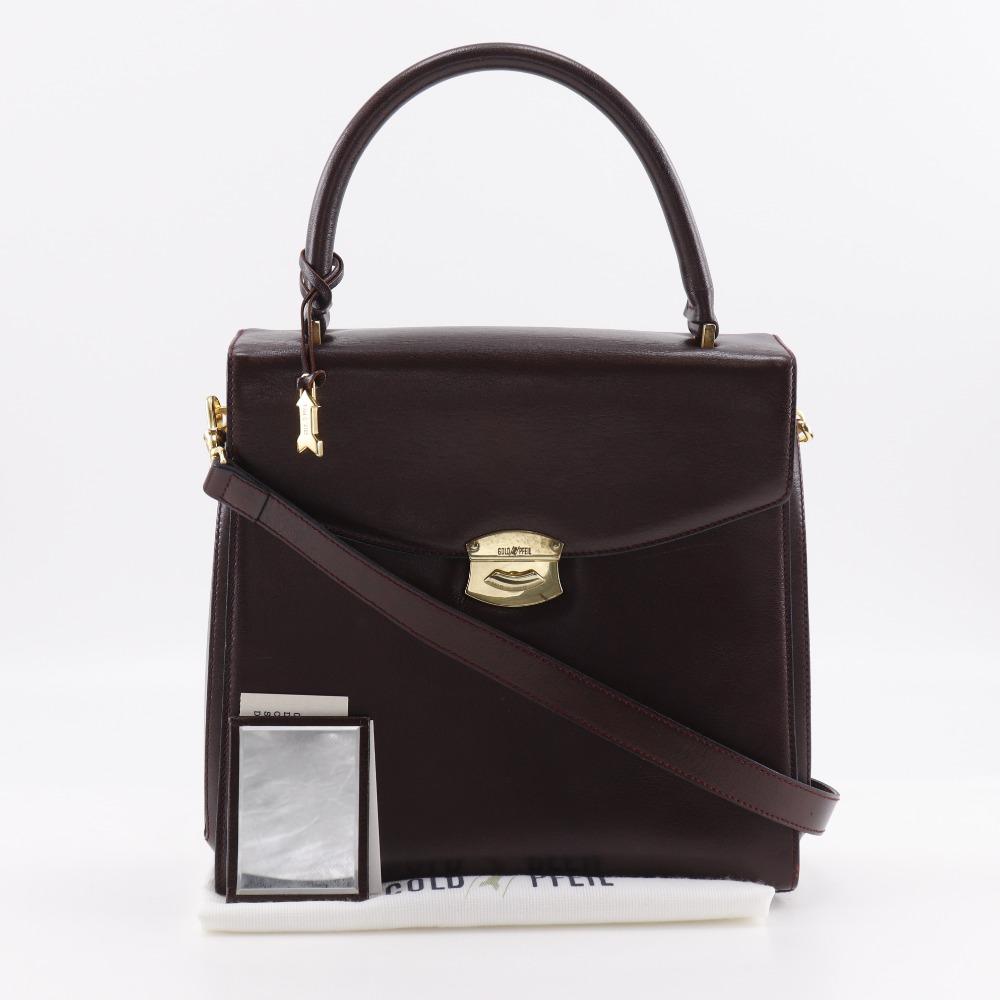 GOLD PFEIL 2WAYShoulder Handbag One Handle Bordeaux Calfskin Women Used