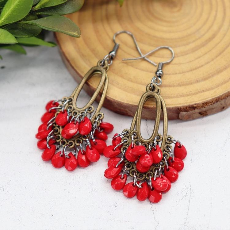 Handmade Retro Exquisite Water Drop Fringed Earrings Women's Long Versatile Temperament Earrings Smart Personality Show Face Thin Earrings