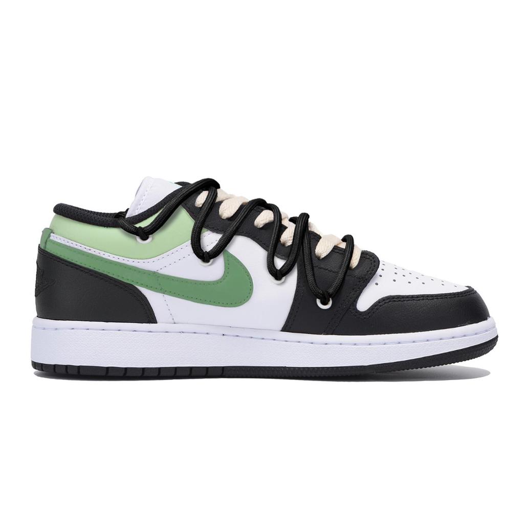 Jordan Air Jordan 1 Abrasion Resistant Low top Vintage Basketball Shoes Men's Black Green 553558-131(Team85-)