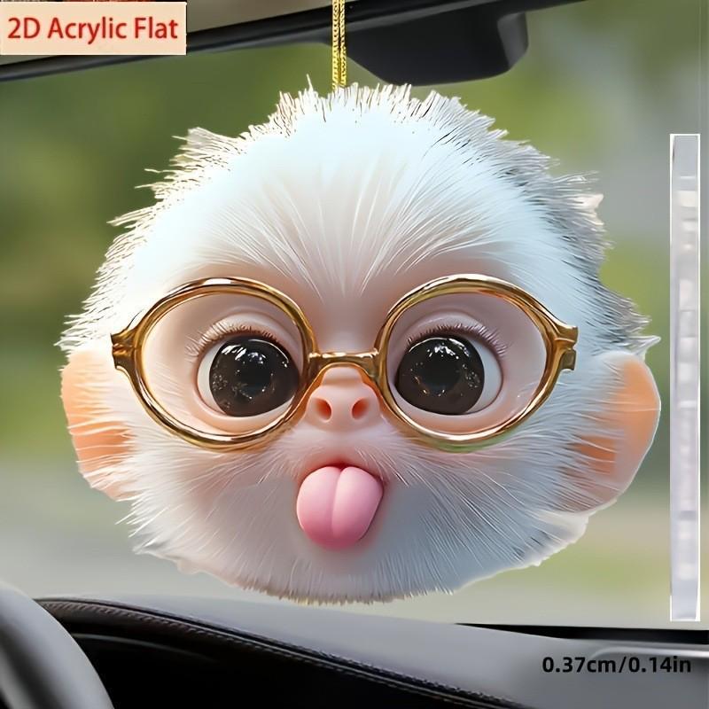 Cute Spectacled Monkey Acrylic Ornament for Rearview Mirror, Keychain, or Backpack Pendant