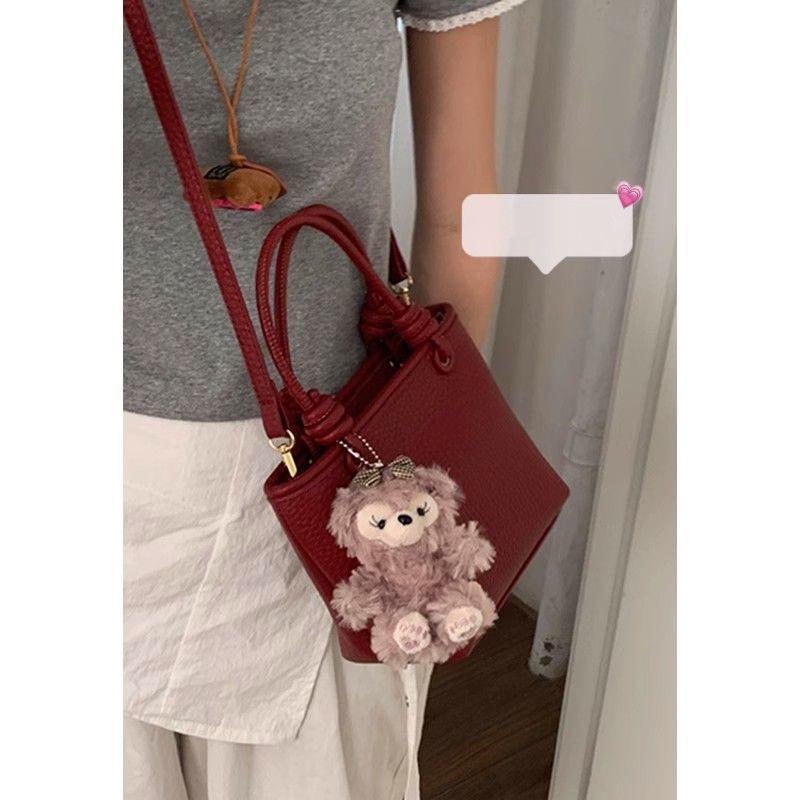 Red Wedding Bag Women's Trendy Daily Handbag High-quality Texture Fashionable Bucket Cabbage Basket Bag