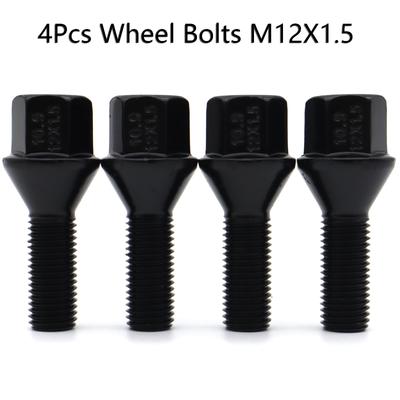 4x Autó könnyűfém kerékcsavarok Fülek Anyák M12x1,5 17mm Hatlapfekete BMW 1 3 5 7 sorozathoz Z1 Z3 Z4 E81 E87 E46 E90 E93 E60 E61 E65 Mini R50 R53 R56 R52 R55 R57