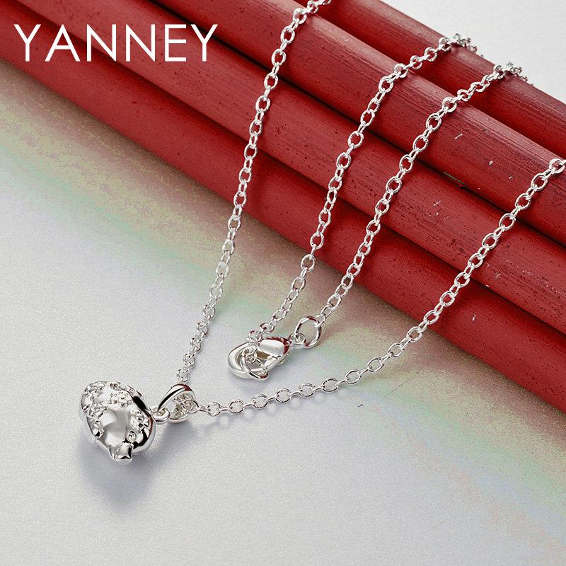 

Elegant 925 Sterling Silver 16-30 Delicate Heart Shaped Round Zircon Necklace Women Gift Party Wedding Jewelry Accessories 40cm