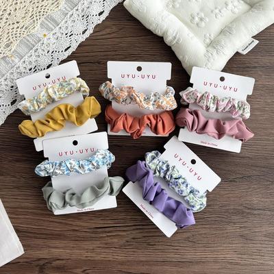 2 STÜCK Koreanische Influencer Blumen Scrunchies für Duttfrisuren - Elastische Haargummis/Bänder