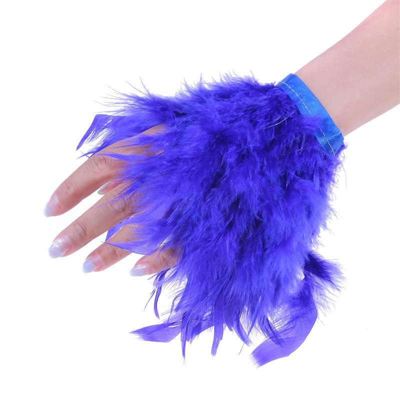 Women Natural Fur Feather Cuffs Sexy Cuffs With Feathers Feather Cuff Snap Bracelet Sleeves Wrist Arm Removable Shirt