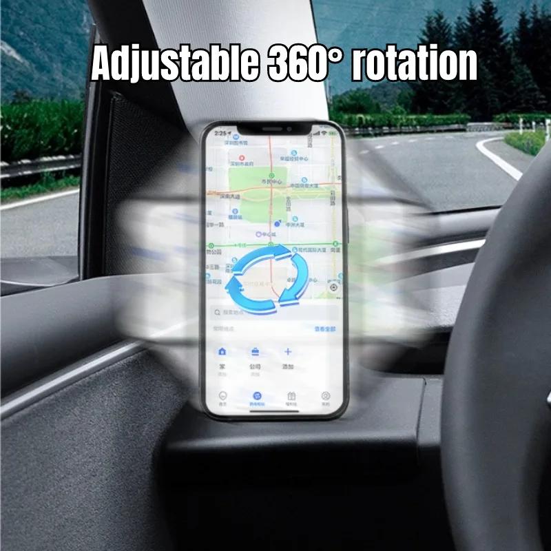 Car Phone Holder for Tesla Model 3 Highland 2025 2025 360° Rotating Magnetic Car GPS Navigation Phone Holder Supports MagSafe