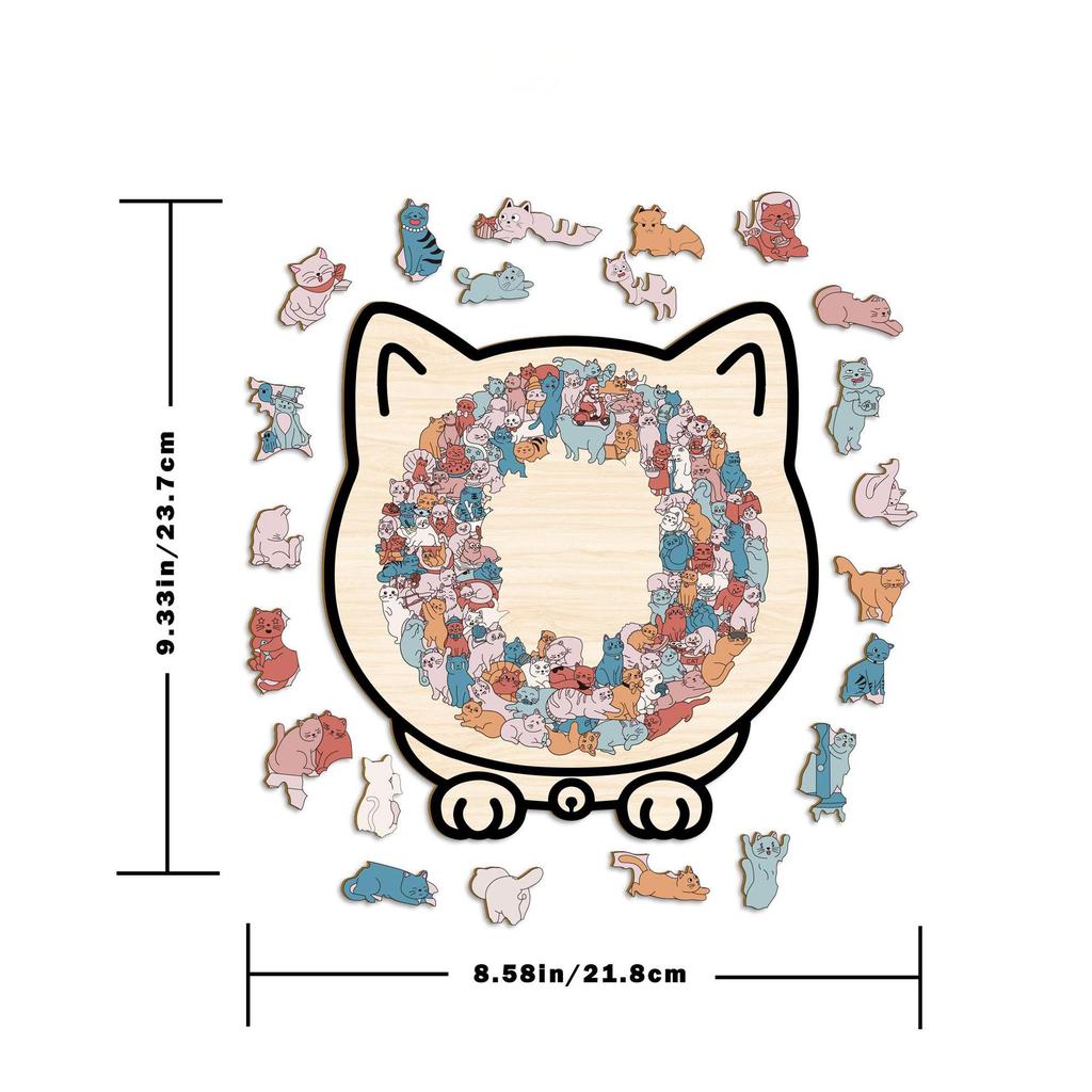 Kitten Puzzle Toy Wooden Special-Shaped Puzzle Low Version Decompression Manual Puzzle