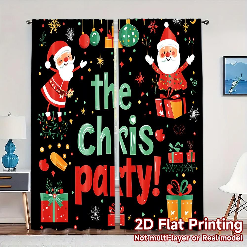 

2pcs,Curtains Christmas Party Fun Santas (2) Popular Curtains&Window Treatment Machine Washable Fabric Curtains Gifts Use for 52.50×116.00 CM 2pcs