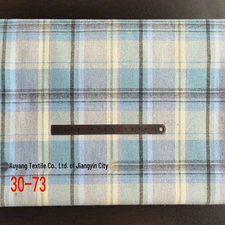 Spot Color-Woven Plaid Jacquard Fabric for Children's Autumn/Winter Brushed Polyester-Cotton Shirts