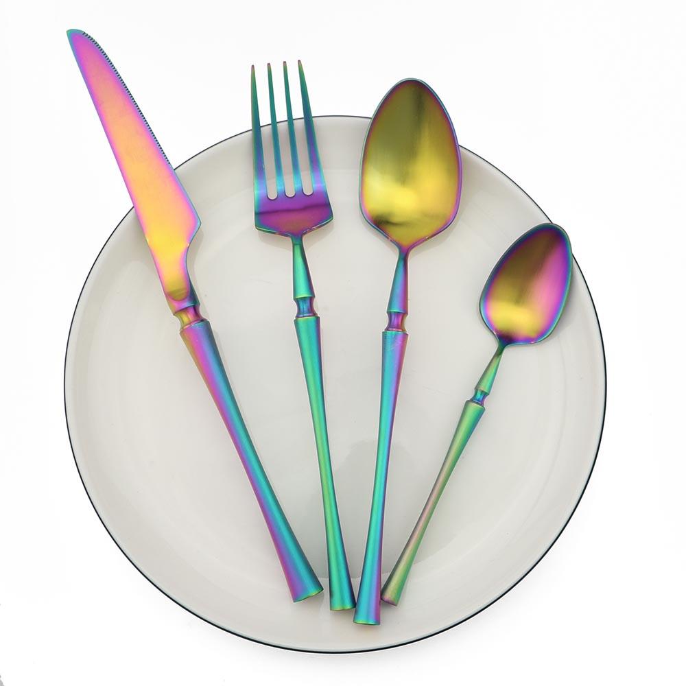 Purple Cutlery Stainless St Steel Matte Polishing Black Dinnerware Set Tableware Dinner Knife Fork Soup Kitchen Accessories