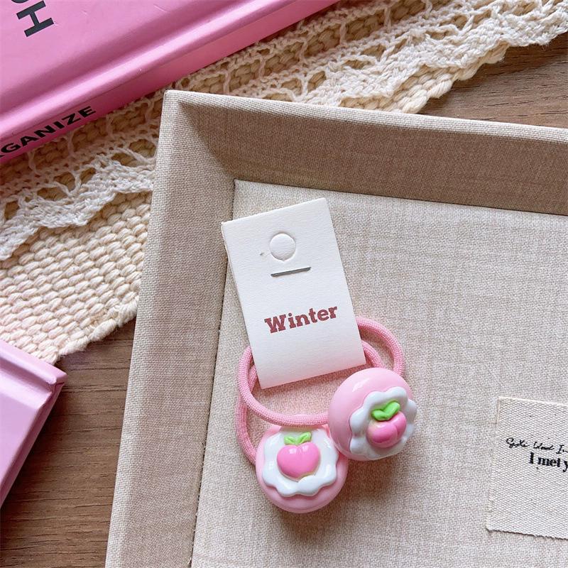 2pcs/set Cute Fruit Hair Clip for Kids Strawberry Hairclip Girls Elastic Hair Tie Baby Small Hair Rubber Bands Kawaii Hairpin