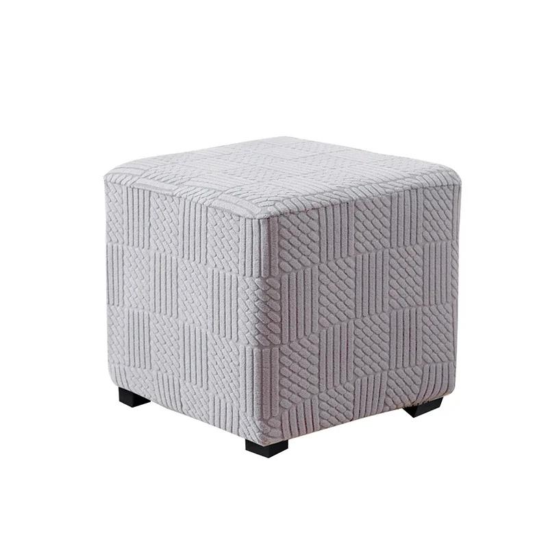 Elastic Square Ottoman Stool Cover Solid Color  Stretch Spandex Footrest Covers Footstool Dustproof Protect Case Home Decor