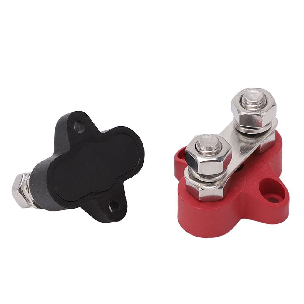 2PCS Durable 5/16" Posts Battery Terminal Block Red & Black 12V 24V Power Distribution Block M8 Connector Set Truck