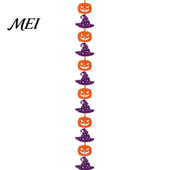 Non-woven Fabric Holiday Ornaments Halloween Party Felt Hanging Garland, Creepy Pumpkin Ghost Skull Witch Hat Living Room Wall Streamer, Horror Banner