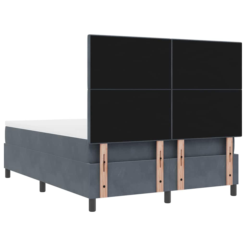 Box Spring Bed with Mattress Dark Gray 140 x 190 cm Velvet