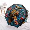 1 PC Automatic Folding Umbrella - Owls and Flowers Pattern, Portable & Foldable Design with 8 Ribs, Christmas Birthday Gifts