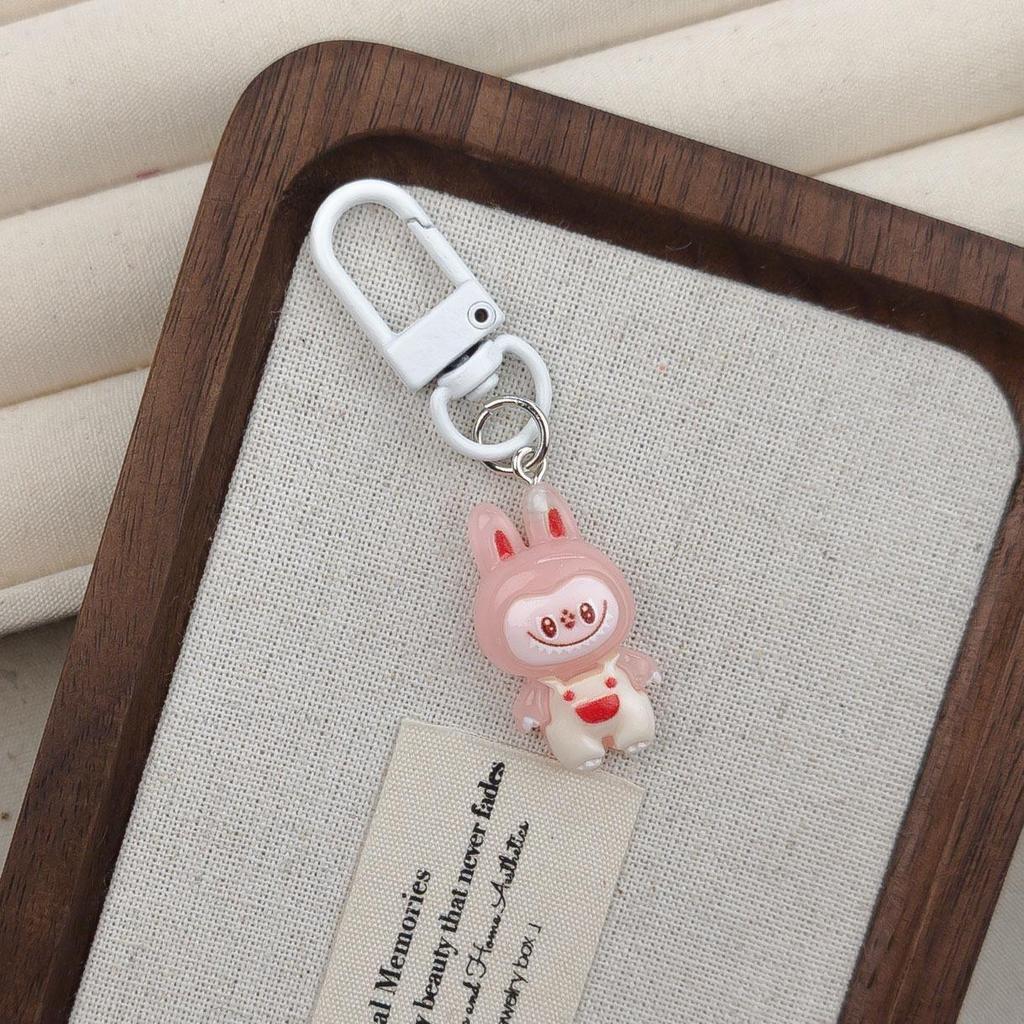 White Buckle I37 Overalls Keychain: Cute Doll Pendant & Elf Bag Charm Gift