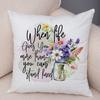 Grow In Grace Flowers Pillowcase Double Print Faith Hope Love Cushion Cover Soft Plush Wildflowers Cross Pillowe Case for Sofa