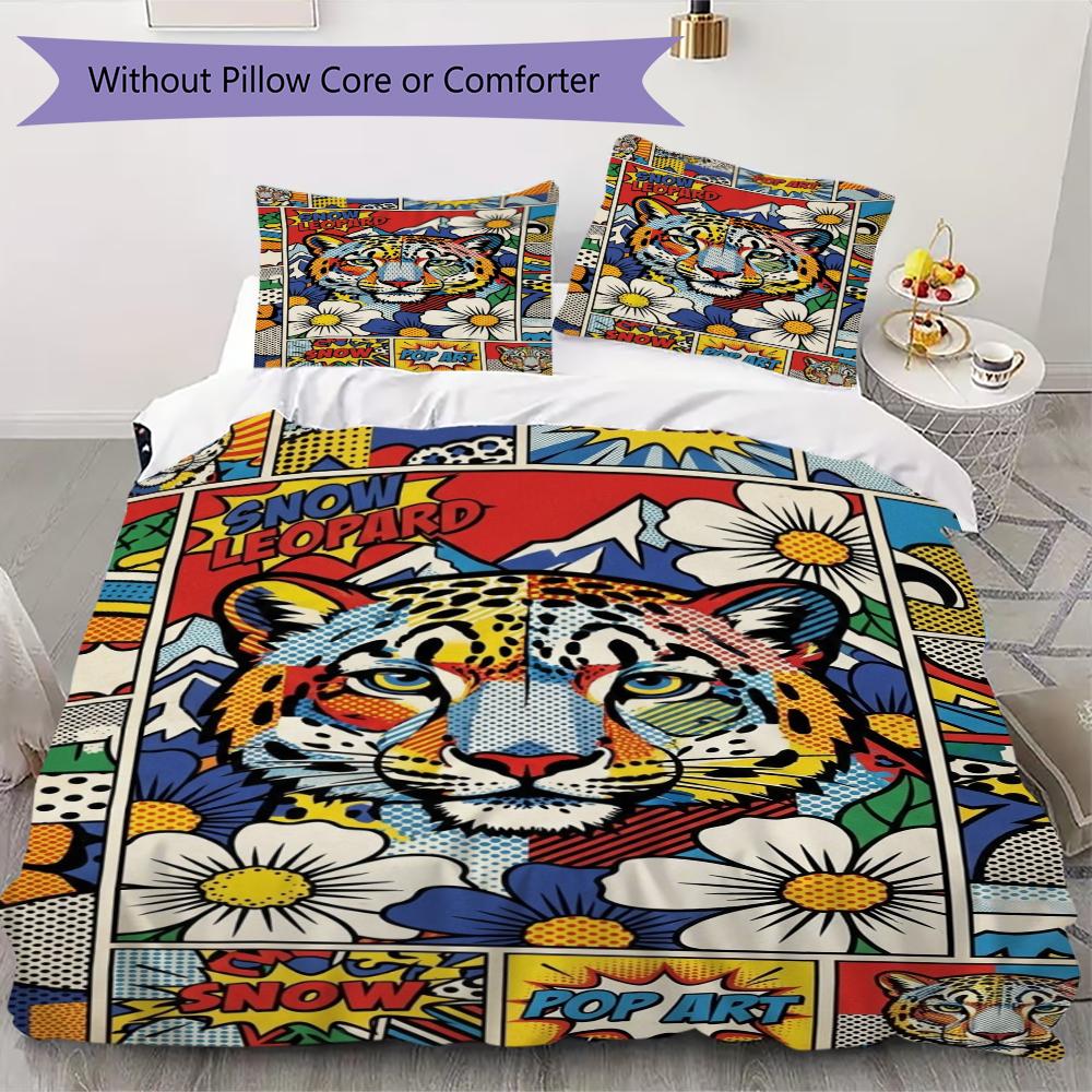 Snow Leopard Animal Pattern Bedding uilt Set uilt Cover Pillowcase Home Decoration Birthday Gift (1 * duvet cover + 2 * pillowcase without core)111