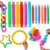 Colorful Pop Tube Rainbow Fidget Toy Telescopic Tube Stress Relief Toy Plastic Stretch Pipe  Plastic Sensory Decompression Toy