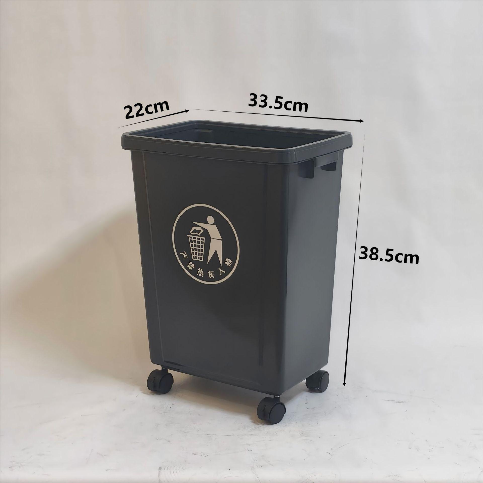 Gray Large Capacity Wheeled Trash Can with Square Lid for Indoor and Outdoor Use
