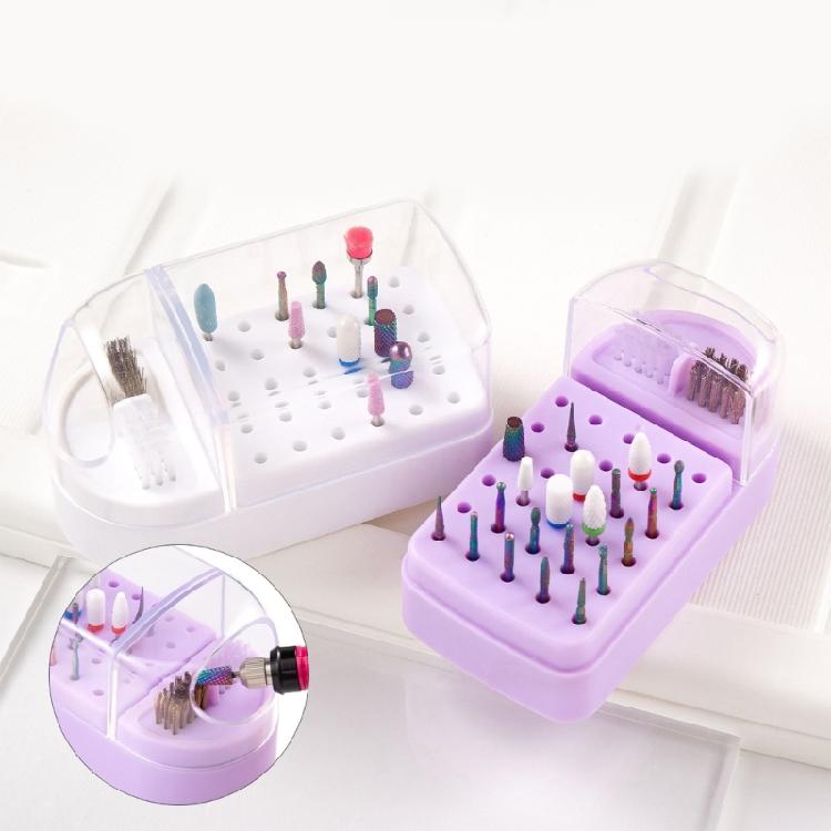 2 In 1 30 Holes  Nail Drill Bits Holder & Nail Drill Bits Cleaning Brush Case