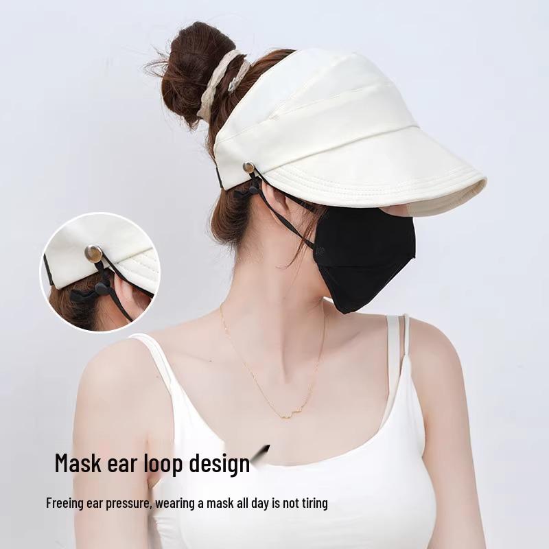Women's 2025 Sun Hat with Buckle, Fisherman Style, Quick-Drying, Topless Visor, Small Face Design, Mask Compatible