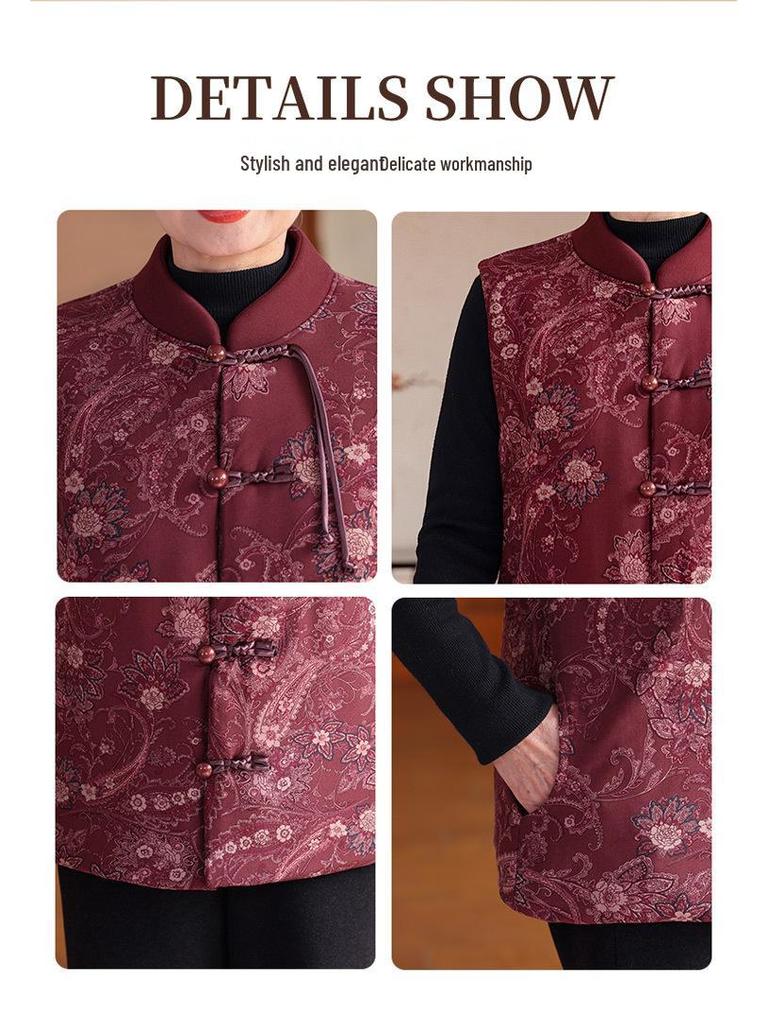 Grandma Style Cotton Padded Vest: Warm Chinese-Inspired Design for Autumn & Winter 2025