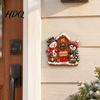 Christmas Hanging Ornaments Door Ornament Wooden Wall Mounted Festive Sign 2D Holiday Gift for Family Flat Art Home Entrance Decor Santa Claus