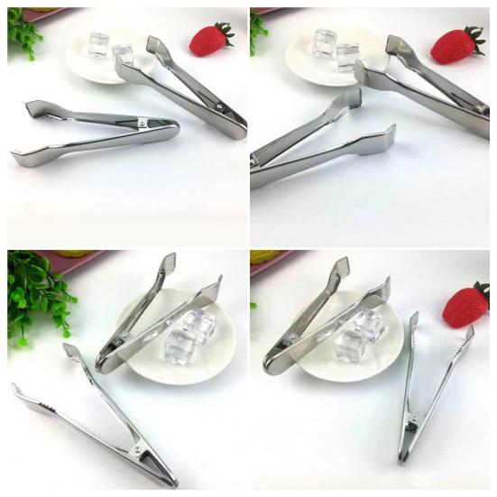 Ice Clamp Stainless Steel Ice Tongs Spring Design with Serrated Grip Non-Slip Ice Clip for Sugar Cubes Snacks