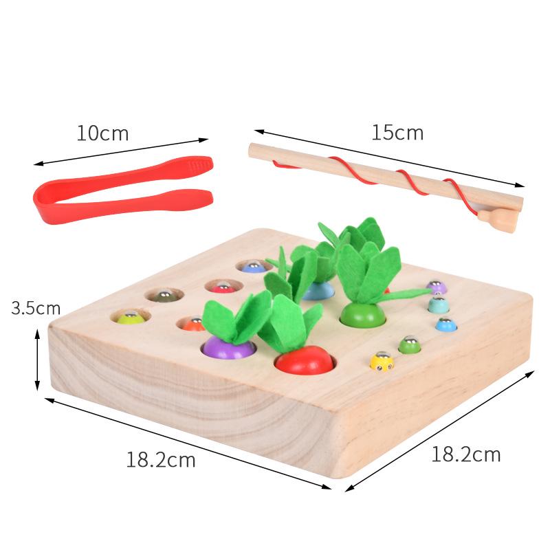 Magnetic Wooden Fishing & Carrot Game - Early Education Puzzle for Hand-Eye Coordination