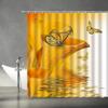 Pink Flower Butterfly Shower Curtain Natural Garden Landscape Home Fabric Bathroom Decoration Shower Curtain With Hook