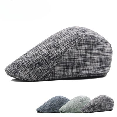 Hat Men's and Women's Autumn Stripes Contrasting Color Cap Cotton Short Brim Beret Hot-selling Forward Hat